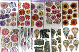 YOU CHOOSE - PUFFY FOIL VINTAGE & FLOWERS 3D STICKERS - RARE -  FREE SHIPPING Sunflower