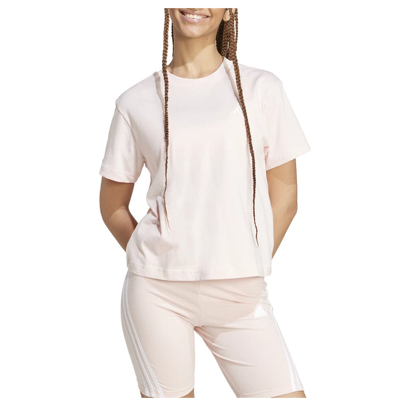 adidas womens crew neck short-sleeve t-shirt in light pink