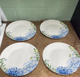 Lot of 4 Royal Norfolk Hydrangea Dinner PLATES 10 1/2" Floral Spring w/Butterfly Hydrangea
