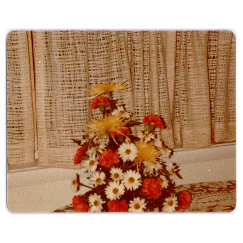 Carnation and Daisy Flowers - 1970s Snapshot - Still Life Arrangement Decor Carnation