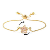Spinning Sunflower Bracelet for Women Gold Flower Fidget Link Bracelet Sparkly S Sunflower
