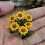 3 Bunch Clay Sunflower Artificial Yellow Flower Miniature Dollhouse Home Decor Sunflower