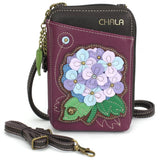 NEW CHALA PURPLE HYDRANGEA FLOWER ZIPPERED CROSSBODY WALLET FAUX LEATHER Hydrangea
