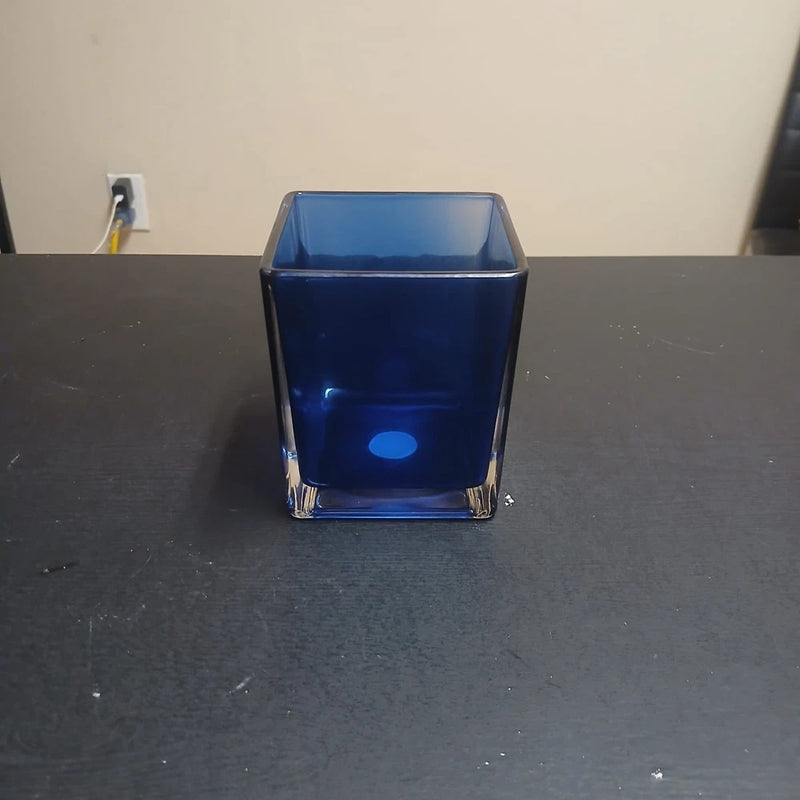 Blue Square Glass Planter Flower Pot Vase Plants Container Heavy Flowering Plants