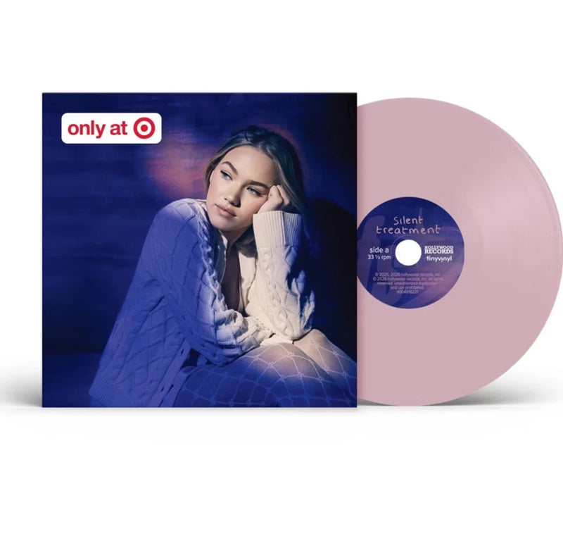 Silent Treatment limited vinyl record in pink, with album sleeve featuring portrait