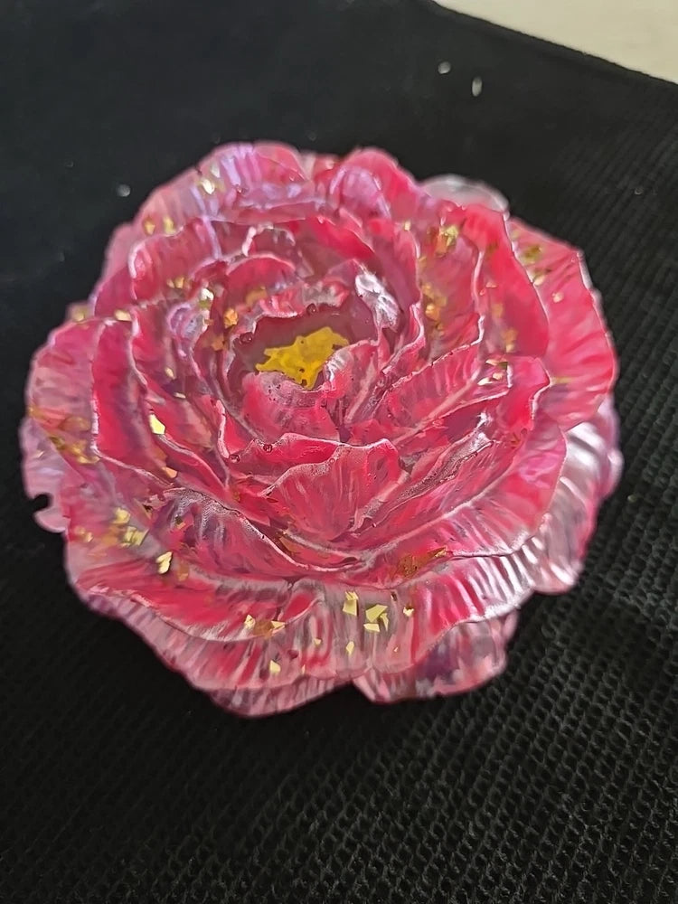 Resin 6 Inch Pink Gold Peony Flower Decoration Gift.  583 Peony