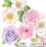 (1747) TWO Individual Paper LUNCHEON Decoupage Napkins - ROSES CARNATION FLOWERS Carnation