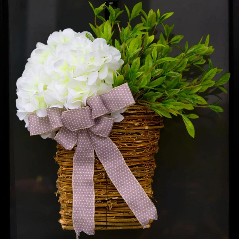 Hydrangea Wreath for Front Door - 18" Spring Summer Artificial Farmhouse Floral Hydrangea