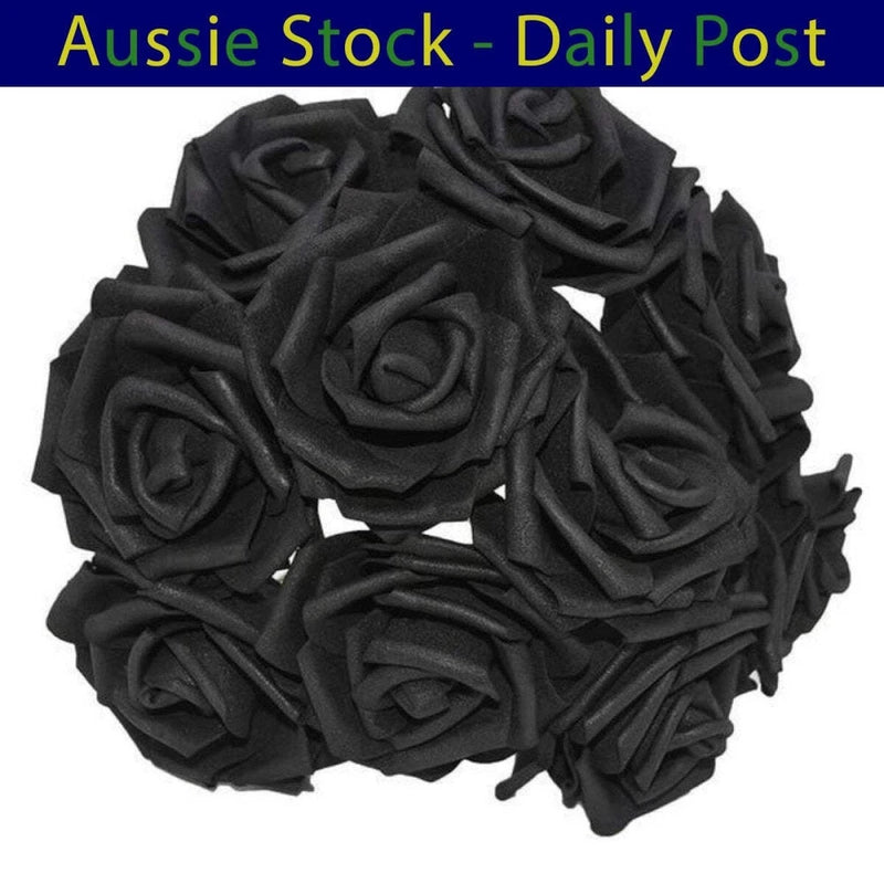 Artificial black foam rose flower bunch with multiple rose heads