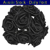 Black 7cm Foam Flowers Rose Stems Artificial Wedding Bride Bouquet 20pcs Bouquet