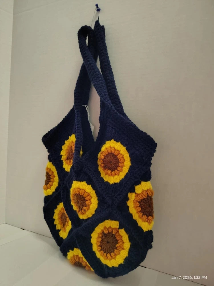 Hand crocheted sunflower purse unlined Sunflower