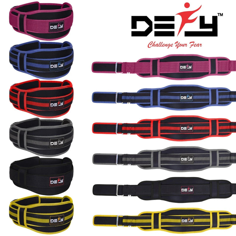 Weight lifting belt set with adjustable back support straps, multiple colors shown