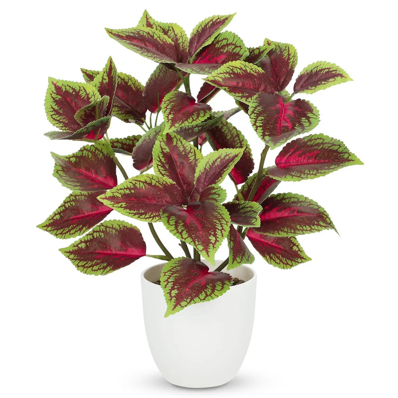 Artificial Plants Indoor 14.2" Small Fake Perilla Plant in Pot Potted Plants ... Green Plant