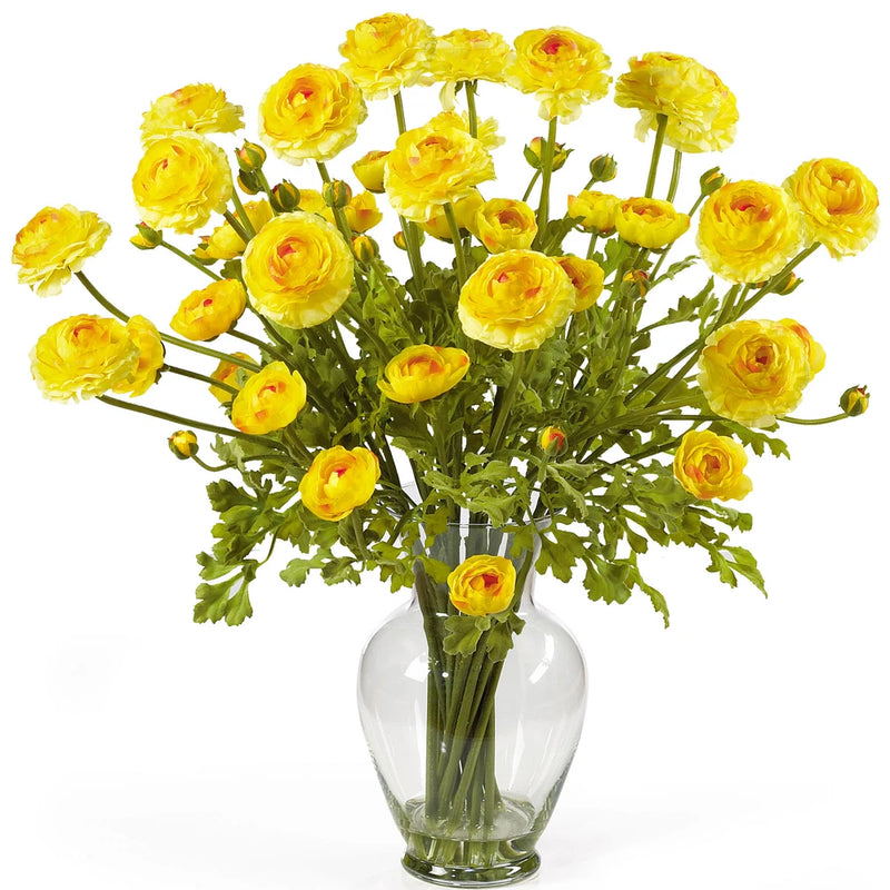 Ranunculus Liquid Illusion Silk Flower Arrangement Yellow Decor Ranunculus