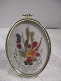 Pressed Dried Flowers With Joshua Scripture Oval Frame Vintage Cottage Handmade Dried Flower