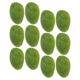 12PCS Artificial Mossy Stone Decor Landscaping Fake Stone Moss Rocks Adorn Green Plant