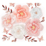 Pink White Crepe Paper Peony Flower Arrangements  Floral Wall Hanging Decoration Peony
