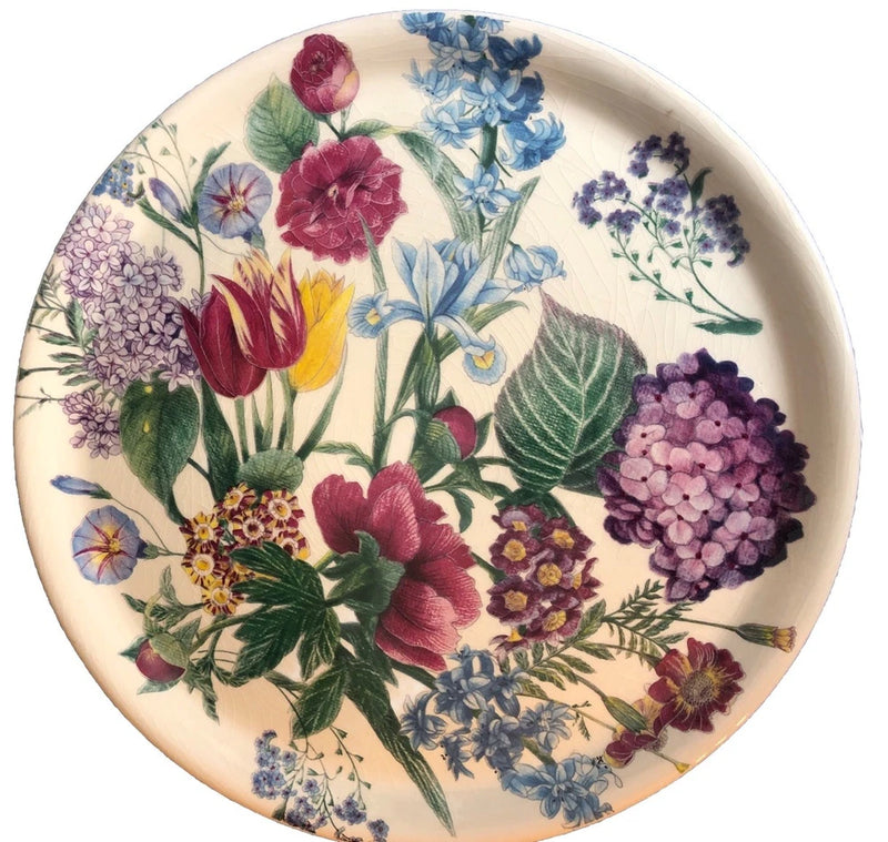 R.B. Bernarda Portugal 12.5 inch Diameter Round Platter Hydrangea Tulip Flower Hydrangea