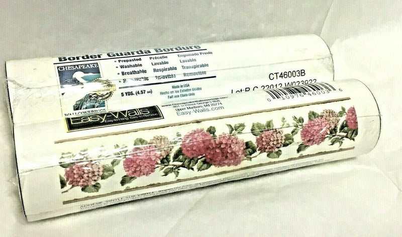 Chesapeake Wallcoverings(2) - Border Red / Pink Hydrangea Flower Vine - NEW !!! Hydrangea