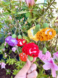 Crochet Carnation Flower Keychain, Handmade Cotton Bag Charm Carnation
