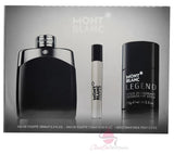 Mont Blanc Legend 3 Pc Gift Set for Men -3.3 oz EDT Sp+2.5 oz Deo+0.25 oz EDT Sp EDT