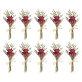 10 Pcs Mini Rose Dried Flowers Bouquet Baby's Breath Boho DIY Gift Red Dried Flower