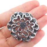 925 Sterling Silver Vintage Carnation Flower Oxidized Charm Pendant Carnation