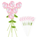 6-Pack Crochet Flowers, Knitted Artificial Wool Carnation [Gradient Pink] Carnation