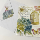 Happy Birthday Greeting Card With Envelope Floral Hydrangea Flowers Butterflies Hydrangea