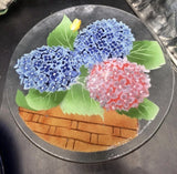 Fusion Art Glass 14 Inch Platter Dish Hydrangea Hydrangea