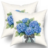 Hydrangea Throw Pillow Cover 20x20inch Set of 2 Spring Blue Floral Mason Jar ... Hydrangea