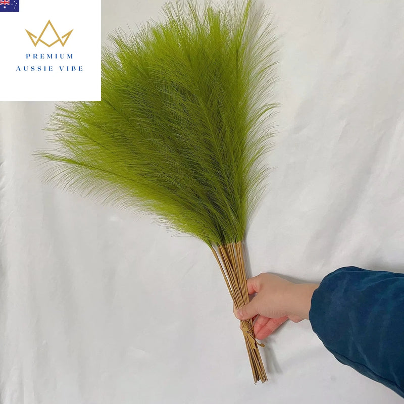 55CM 10PCS Fluffy Pampas Grass Boho Decor Flower Fake Plant Reed Simulated Weddi Green Plant