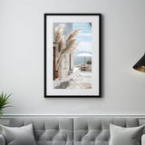 Pampas Grass Window, Calm Santorini Poster Premium Quality Choose your Size Pampas Grass