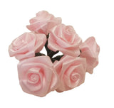 Lot of 72 pcs Baby Pink Satin Ribbon Roses Flowers 25mm 1" 1 Inch on Wire Stem Roses