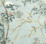 Anna French/Thibaut Curtain Fabric 'KATSURA' 3.5 METRES MIST Linen Mix Flowering Plants