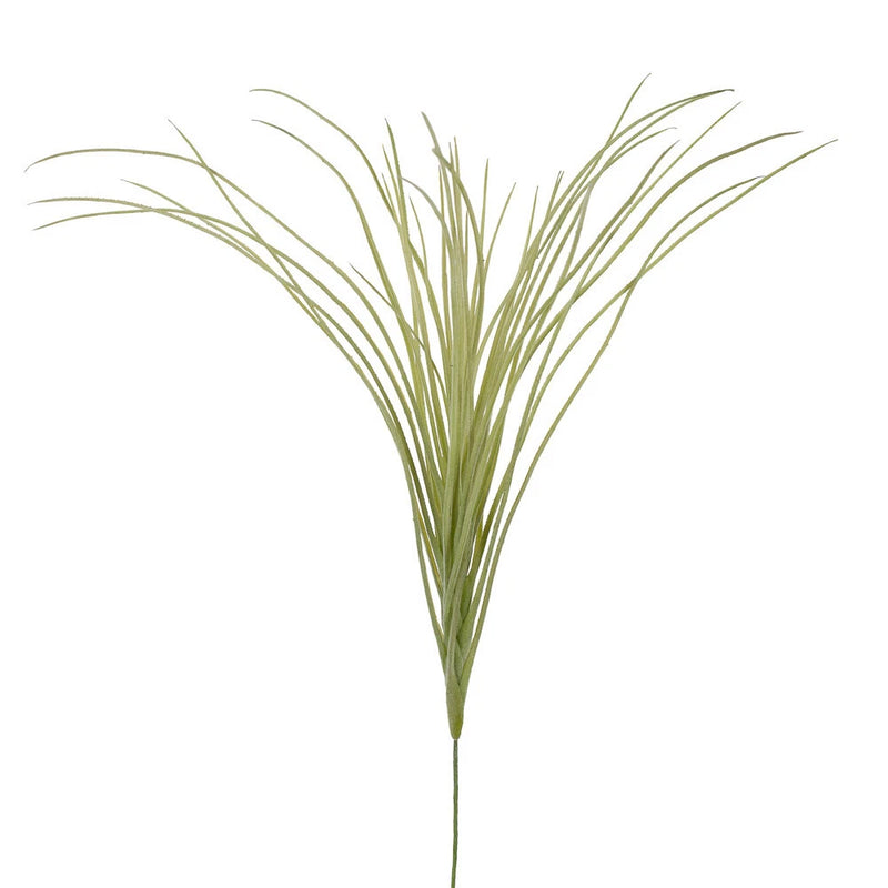 Artificial flocked grass pick, green wispy strands on a thin stake