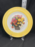 Basket of Flowers Carnations Yellow Rim 7.5" Decorative Collector Plate Carnation