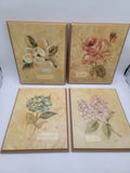 Floral Wall Plaques Hydrangea Magnolia Lilac Rose 8 x 10 Set of 4 Hydrangea