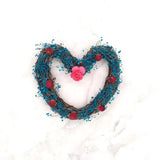 Handmade Grapevine Heart Dried Flower Arrangement Ð Turquoise Gyp & Mini Roses Dried Flower