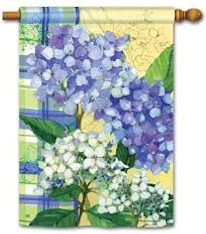 Breeze Art premium standard flag with blue and purple hydrangea flower artwork