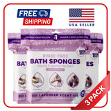 Scrubzz Disposable Rinse Free Bathing Sponges - Lavender, 75 Count Bouquet