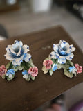 Capodimonte Italian Floral Bouquet, Porcelain,Original  Floral Art, Set of 2 Flowering Plants