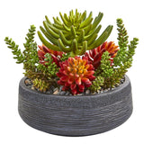 Nearly Natural 12Ó Succulent Garden Artificial Plant In Bowl Realistic Decor Green Plant