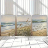 3pcs Beach Waves & Pampas Grass Coastal Landscape Metal Print Ready to Hang Art Pampas Grass