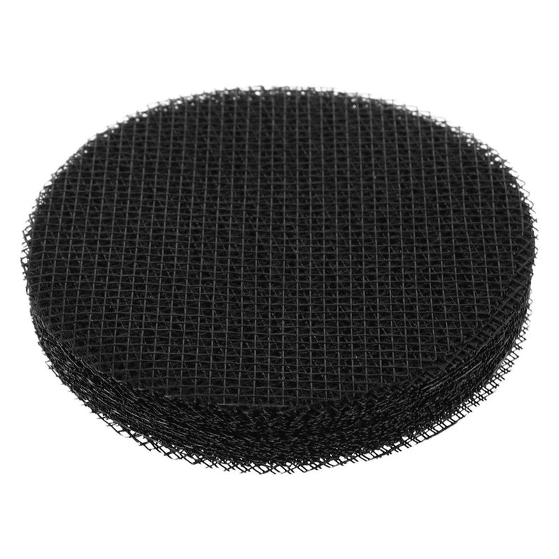 Round black mesh drainage liner mat for outdoor plant pots, garden drainage holes