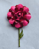 Vintage Mid Century Metal Enamel Flower Brooch Pink & Red Carnation w/ Stem Carnation