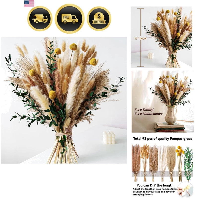 Boho Dried Flowers Bouquet Pampas Grass Eucalyptus Wall Decor Centerpiece Pampas Grass