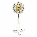 Belly Button Ring Navel Split Sun Flower 316L surgical steel sunflower Sunflower