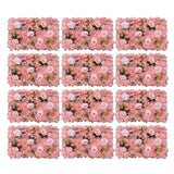 Set of 12 pink artificial peony wall panels, square sections with layered blooms