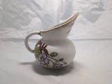 Vintage Porcelain Hand Painted Ewer Pitcher Squat Shape Purple Flowers Gold Trim Hydrangea